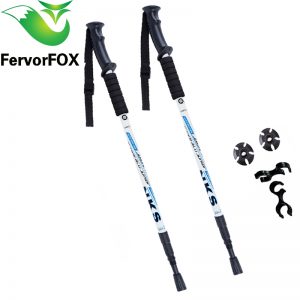 2Pcs/lot Anti Shock Nordic Walking Sticks Telescopic Trekking Hiking Poles Ultralight Walking Canes With Rubber Tips