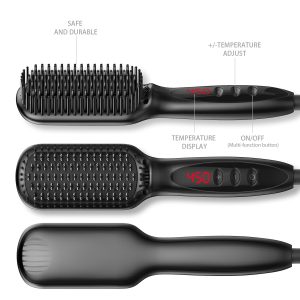 Lzpff Hot Air Brush, Beard Hair Straightener, Brush and Comb