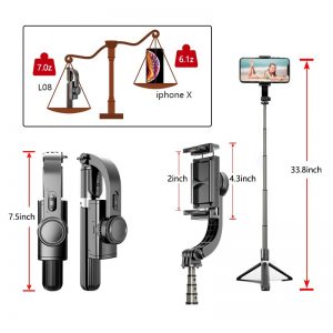 Wireless Bluetooth Selfie Stick Tripods Stabilizer Handheld Gimbal with Remote Palo Extendable Foldable Monopod Gimbal for Phone