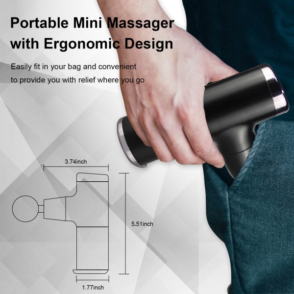 Super Mini Portable Massage Gun, Rechargeable Deep Tissue Massager for Pain Relief, Quiet Handhold Muscle Percussion Massager