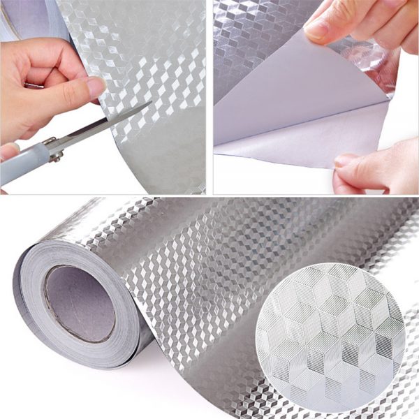 Aluminum Foil Kitchen Stickers Decoration Sticker Self Adhesive Waterproof Wallpaper For Furniture 16" x 78.7"