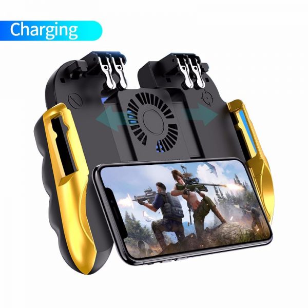 H9 Cooling Fan PUBG Game Controller Gamepad Joystick Six Finger Trigger Shooting Fire Mobile Playstation Mando Android IOS G1