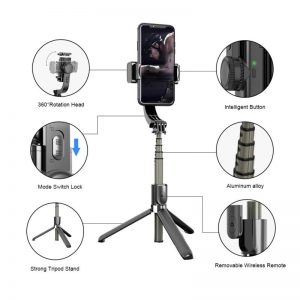 Wireless Bluetooth Selfie Stick Tripods Stabilizer Handheld Gimbal with Remote Palo Extendable Foldable Monopod Gimbal for Phone