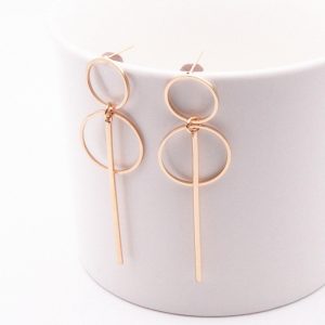 New Fashion Earrings Punk Simple Gold Long Section Tassel Pendant Size Circle Drop Earrings