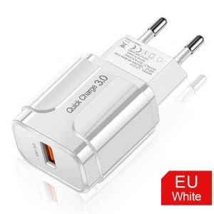 USB Charger Quick Charge 3.0 EU US Plug 3A Wall Mobile Phone Charger Adapter for IPhone Android Type C Charging Port for PC iPad