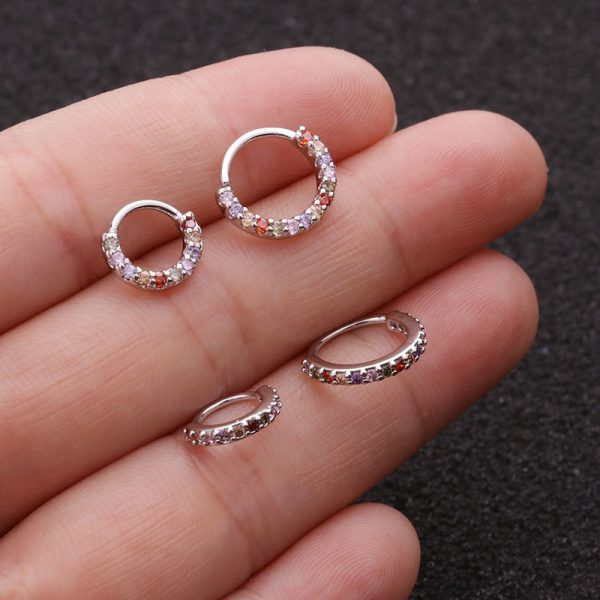 1PC 6-10mm Cz Nose Hoop Nostril Ring Flower Helix Cartilage Tragus Earring