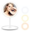 HOCOSY LED Lighted Makeup Mirror 3 Color Detachable 5X Magnification Mirror with Storage Tray