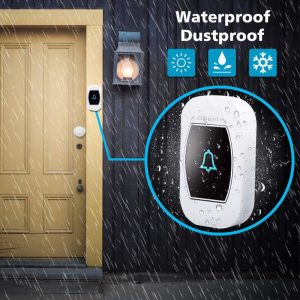 ML T195-BB Wireless Waterproof DoorBell Wireless Smart Doorbell LED Temperature Display 2-in-1 300M Rangee UK Plug for Home Office Temperature Self-powered No Battery Required Doorbell