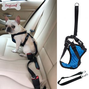 Doglemi Car Saftey Dog Harness Padded Seat Belt Vehicle Harness Adjustable Strong Pet Harness Restraint Comfortable Breathable