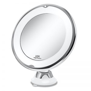 10x Magnifying Makeup Vanity Cosmetic Round Bathroom Mirrors with LED Light