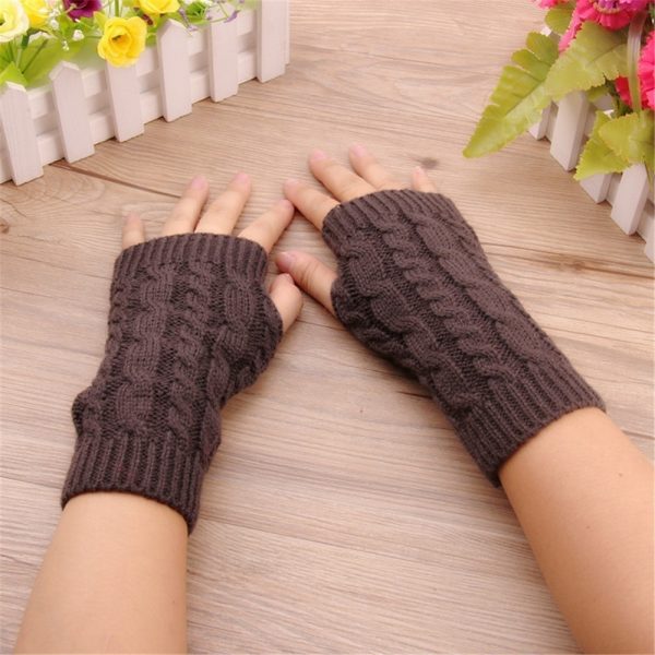 Fashion Unisex Men Women Arm Warmer Fingerless Knitted Long Gloves Cute Mittens