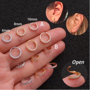 1PC 6-10mm Cz Nose Hoop Nostril Ring Flower Helix Cartilage Tragus Earring