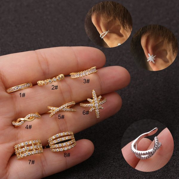 1Pc 10mm Fake Piercing Jewelry Adjustable Helix Cartilage Conch Cz Ear Cuff No Piercing Conch Cuff Earring