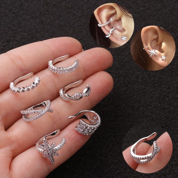 1Pc 10mm Fake Piercing Jewelry Adjustable Helix Cartilage Conch Cz Ear Cuff No Piercing Conch Cuff Earring