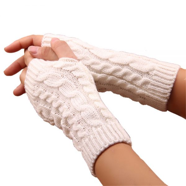 Fashion Unisex Men Women Arm Warmer Fingerless Knitted Long Gloves Cute Mittens