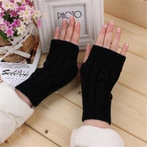 Fashion Unisex Men Women Arm Warmer Fingerless Knitted Long Gloves Cute Mittens