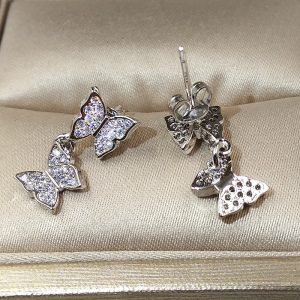 Butterfly Cute Stud Earrings with Zircon Stone for Women