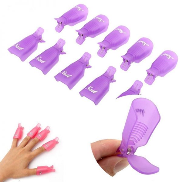 10 Pcs Plastic Nail Art Soak Off Cap Clip UV Gel Polish Remover Wrap Tool