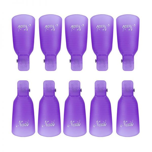 10 Pcs Plastic Nail Art Soak Off Cap Clip UV Gel Polish Remover Wrap Tool