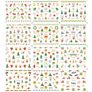 12 Sheet/Set Fashion Hallowen Christmas 3D Nail Art Stickers Snowflakes & Snowmen DIY Nail Decals Nail Art Decorations