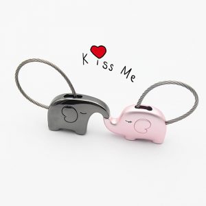 Stainless Steel Elephant Lover Keychain Couple Kiss Lover Key Chain Rings For Handbag Bag Backpack Design Gift Valentine's Day