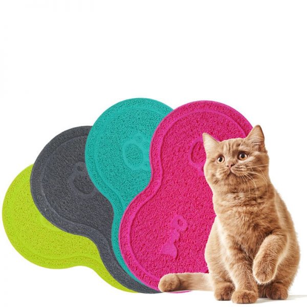 Pet Dog Puppy Cat Feeding Mat Pad Bone Shaped Cute Cat Dog Food Mat Water Feed Placemat Wipe Clean Pet Supplies 45*26cm 4 Color