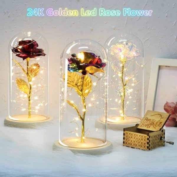 Romantic Eternal Rose Flower LED String Night Light Gift For Birthday Wedding Valentine's Day
