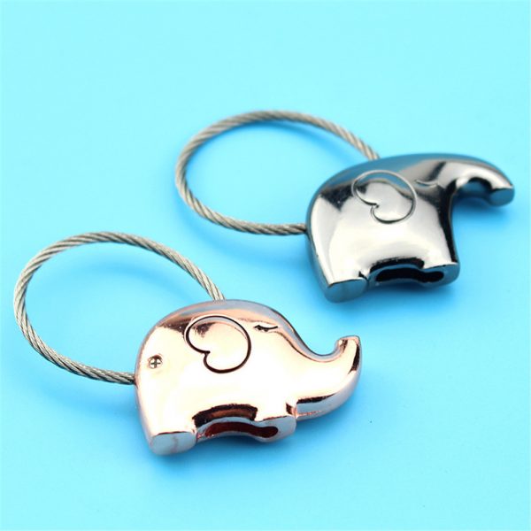 Stainless Steel Elephant Lover Keychain Couple Kiss Lover Key Chain Rings For Handbag Bag Backpack Design Gift Valentine's Day