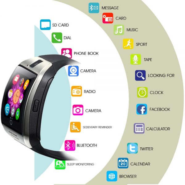 Bluetooth Smart Watch Men Q18 With Touch Screen Big Battery Support TF Sim Card Camera for Android Phone Smartwatch