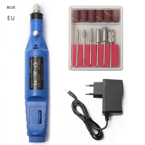 1 Set Professional Electric Nail Kit Nail Tips Manicure Machine Electric Nail Art Pen Pedicure 6 Bits Nails Tools Mill Kit New