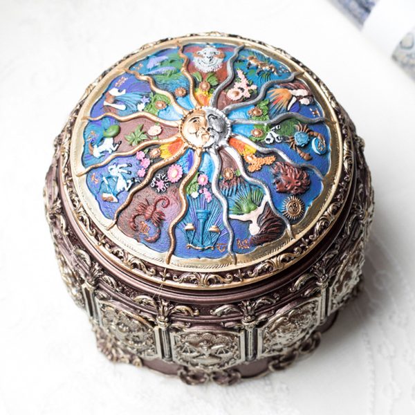 Vintage Zodiac Luminous Music Box with LED Lights Birthday Valentine's Day Gift Constellation