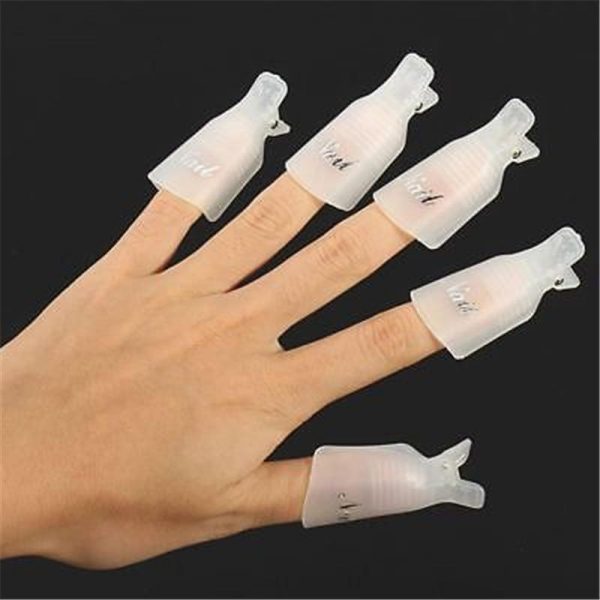 10 Pcs Plastic Nail Art Soak Off Cap Clip UV Gel Polish Remover Wrap Tool