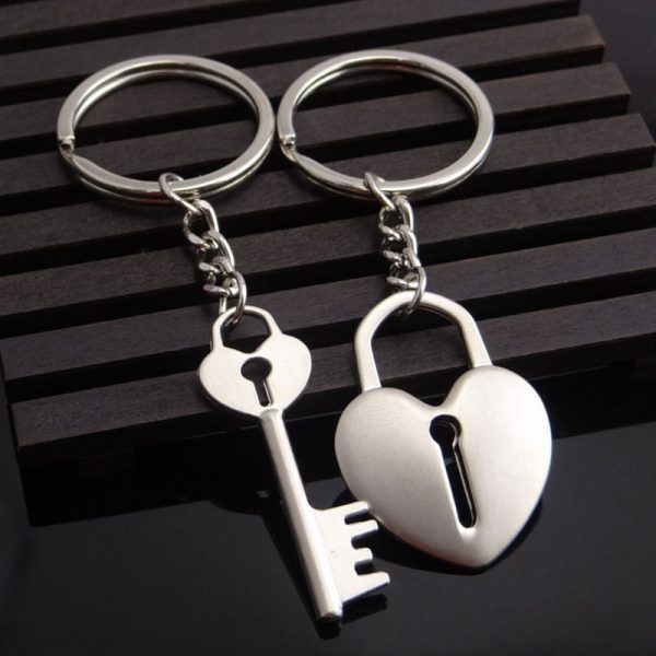 Fashion Heart Key Ring Silver Color Lovers Love Key Chain Valentine's Day Gift 1 Pair Couple I Love You Letter Keychain