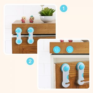 10Pcs 1 set baby Drawer Lock Todder Child Kids Door Drawers Wardrobe Cabinet Safety Care protect Plastic Lock Pink Blue Cover