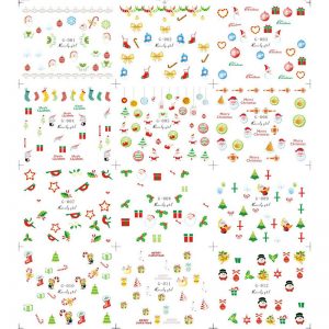 12 Sheet/Set Fashion Hallowen Christmas 3D Nail Art Stickers Snowflakes & Snowmen DIY Nail Decals Nail Art Decorations