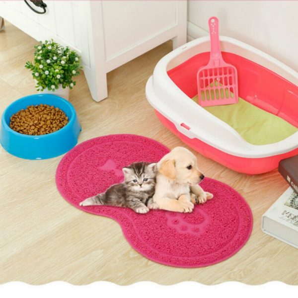 Pet Dog Puppy Cat Feeding Mat Pad Bone Shaped Cute Cat Dog Food Mat Water Feed Placemat Wipe Clean Pet Supplies 45*26cm 4 Color