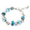Fashion Women Girl Jewelry Ocean Shell Blue Crystal Glass Beads Chain Bangle Bracelet Birthday Christmas Valentines Day Gift