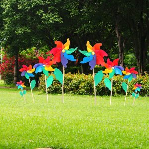 Colorful PVC Wooden Windmill Home Garden Party Wedding Decoration Kid Toy