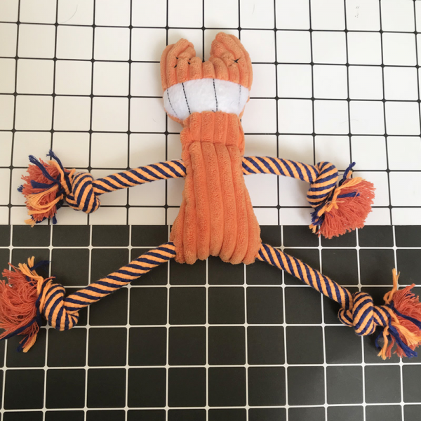 Dogs Squeaky Toy Orange Cat Design Corduroy Knot Chew Toys