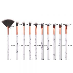 10Pcs/Set Makeup Brushes Marbling Handle Eye Shadow Eyebrow Lip Powder Foundation Make Up Brush Comestic Tools Kits