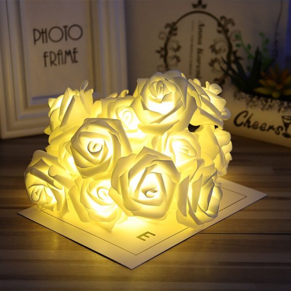 Battery Operated LED Rose Flower Christmas Holiday String Lights For Valentine Wedding Decoration 10/20 LED Lamp Gift