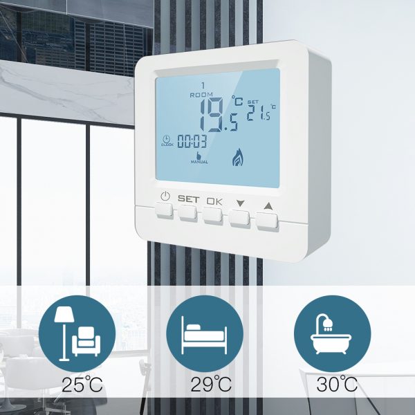MoesHouse BHT-002-BW 110V-220V Wall Hung Temperature Controller Thermostat