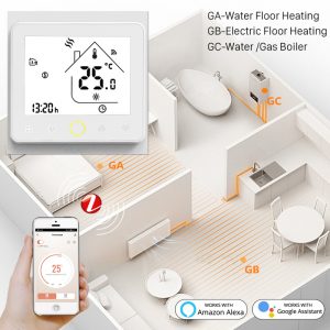 Moeshouse ZB Smart Thermostat Temperature Controller Hub Required Water/Electric floor Heating Water/Gas Boiler with Alexa Google Home