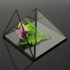 DIY Micro Landscape Triangle Greenhouse Glass Succulent Plants Flower Pot