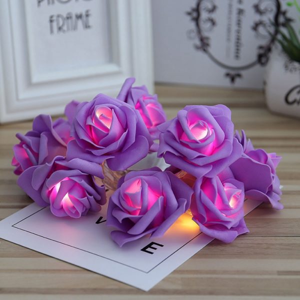 Battery Operated LED Rose Flower Christmas Holiday String Lights For Valentine Wedding Decoration 10/20 LED Lamp Gift