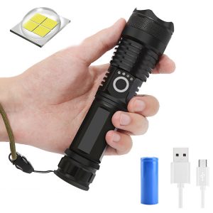 XANES® X80 XHP50 1500lm Focus Adjustable LED Flashlight Kit USB Rechargeable 15W Powerful Mini Torch With 26650 Battery USB Cable
