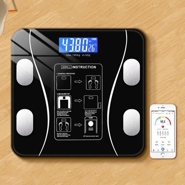 KALOAD® Smart Wireless Body Fat Scale USB+Solar Charing BMI Scales Digital Scale For Body Weight With APP Analyzer