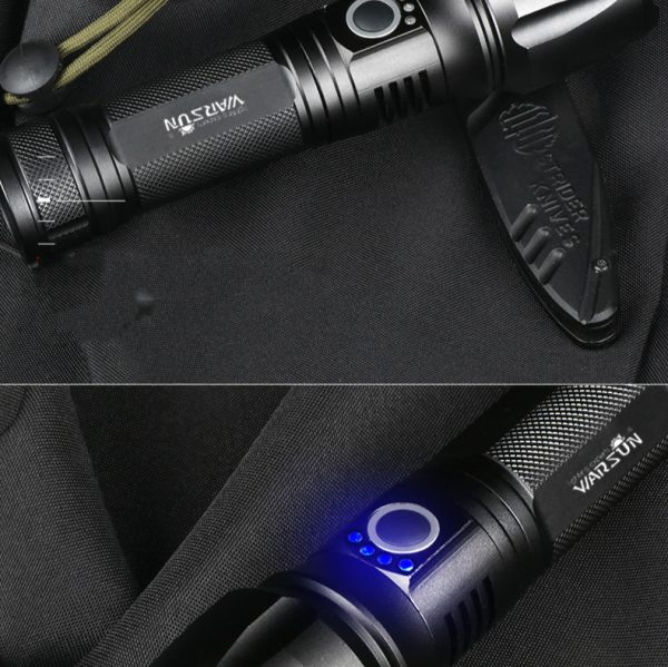 WARSUN XD70 P90 20W 300M Zoomable USB Rechargeable LED Flashlight with 6800mAh 26650 Li-ion Battery