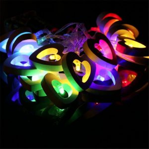 1M 10leds 2M 20leds Wooden Heart LED String Lights Romantic Valentine's Day Christmas Birthday Wedding Party Gift