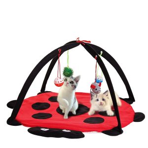 Pet Cat Play Bed Activity Tent Playing Toy Exercise Kitten Pad Mat Bells House